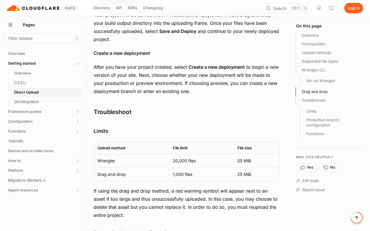 Cloudflare’s instructions under "Create a new deployment": after creating the project, select Create a new deployment and choose production or preview.